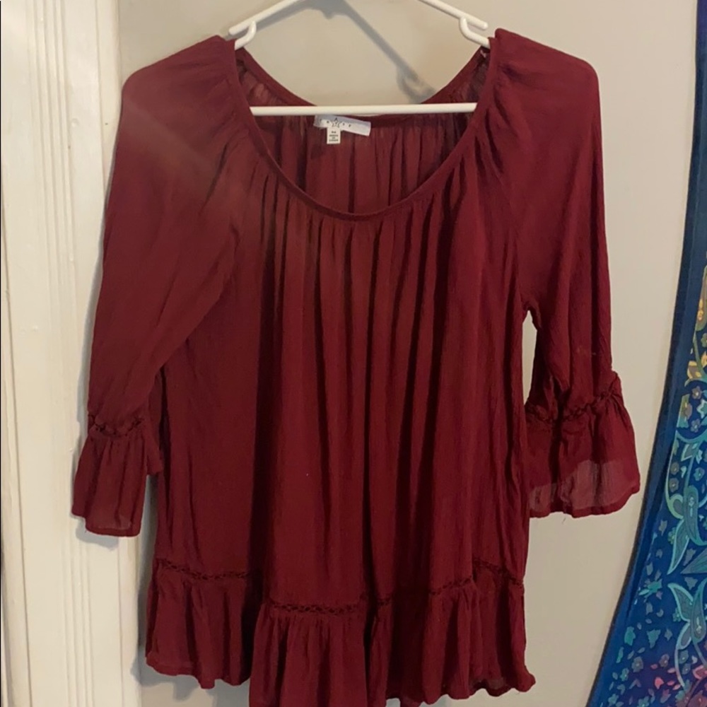 Deep red flowy shirt